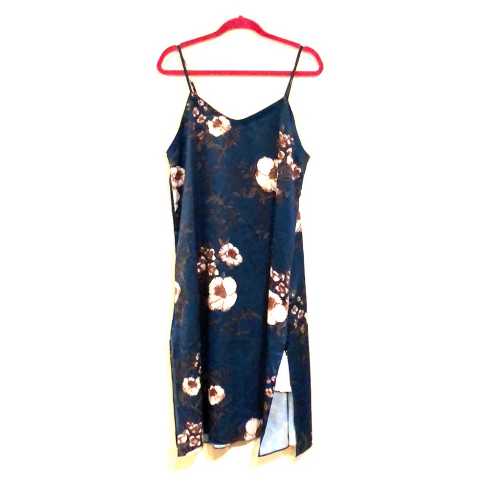 Spaghetti Strap Floral Aqua Dress